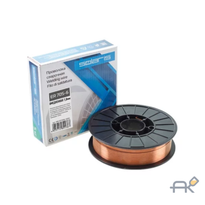 Проволока сварочная омедненная ER 70S-6 ф0.6мм (катушка D200 5 кг) SOLARIS (аналог СВ08Г2С) (WM-ER70S6-06050)